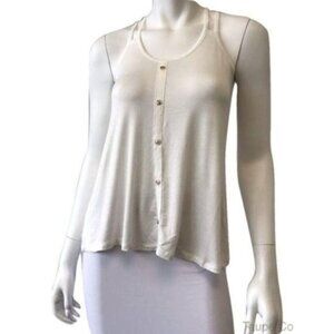 Active USA Ivory Gold Button Detail Tank Top Rayon/Spandex Blend